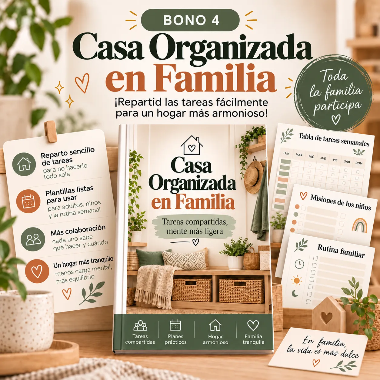 Casa ordenada con toda la familia