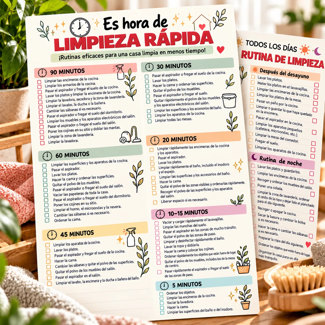 Calendarios y planes de limpieza a fondo